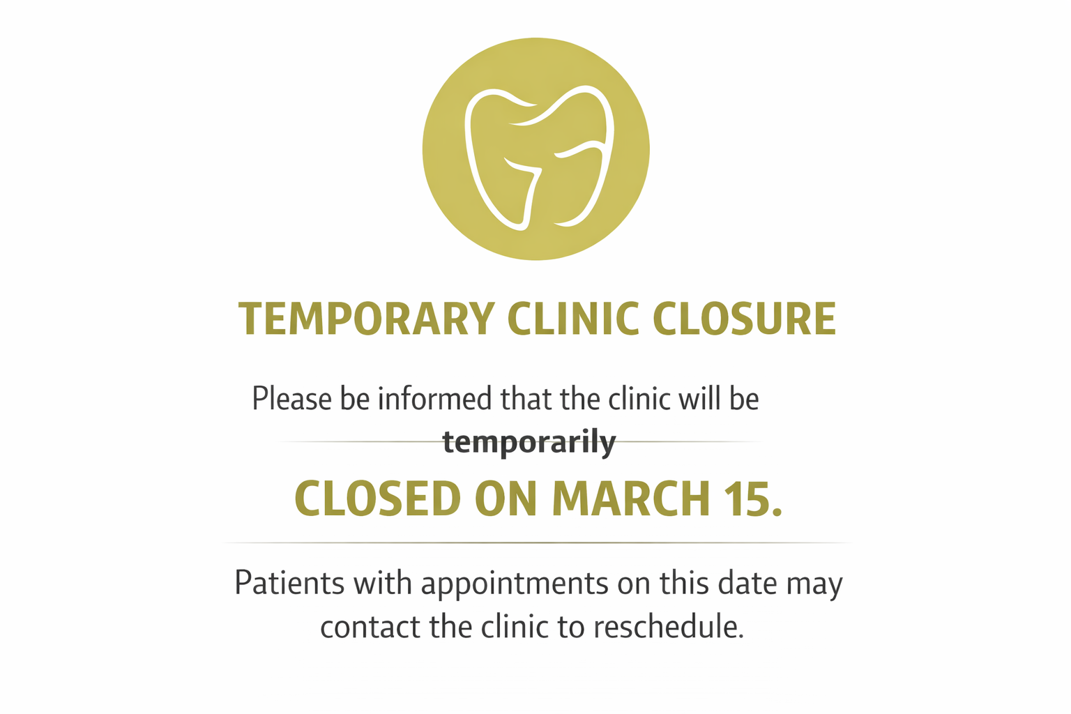 Temporary Clinic Closure